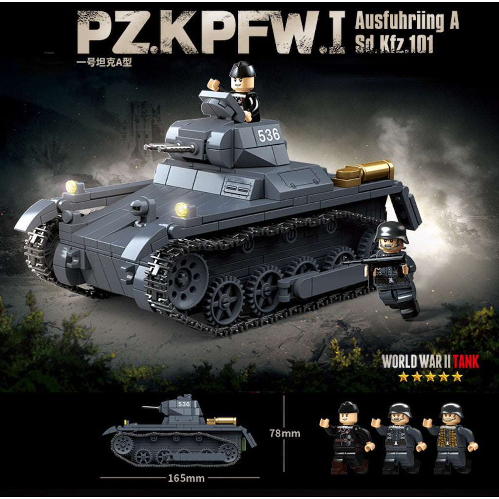 565PCS Military PZ.KPFW.I SD.KFZ.101 Type A Tank Figure Model Toy Building Block Brick Gift Kids DIY Set New Compatible Lego