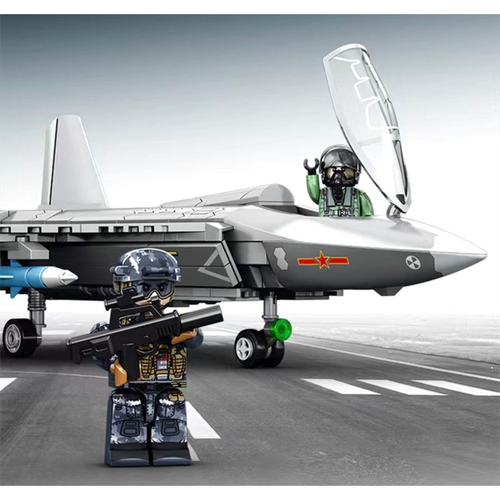 621PCS MOC Military J-35 Stealth Air Fighter Airplane Figure Model Toy Building Block Brick Gift Kids DIY Set New Compatible Lego