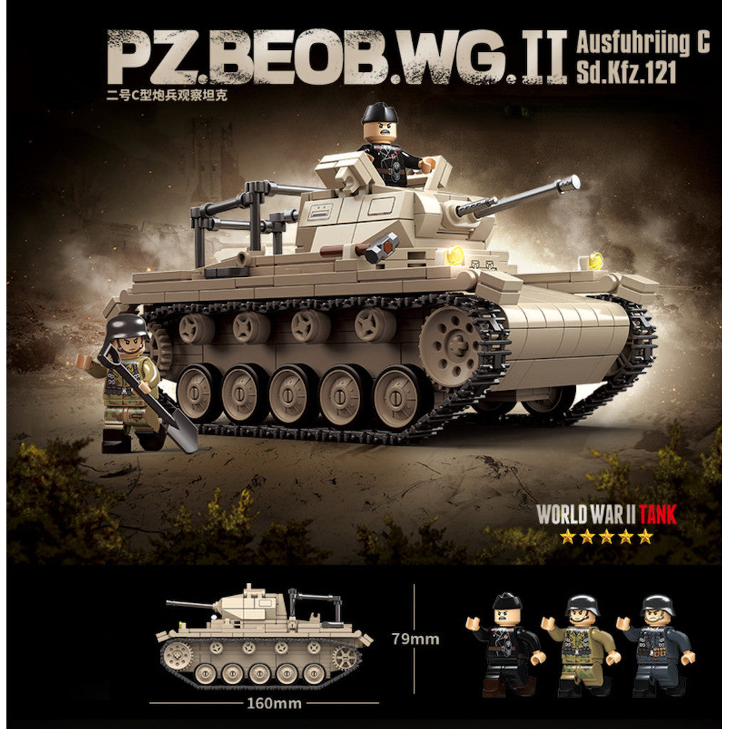 658PCS Military PZ.BEOB.WG.II Sd.Kfz.121 Panzer Tank Figure Model Toy Building Block Brick Gift Kids DIY Set New Compatible Lego