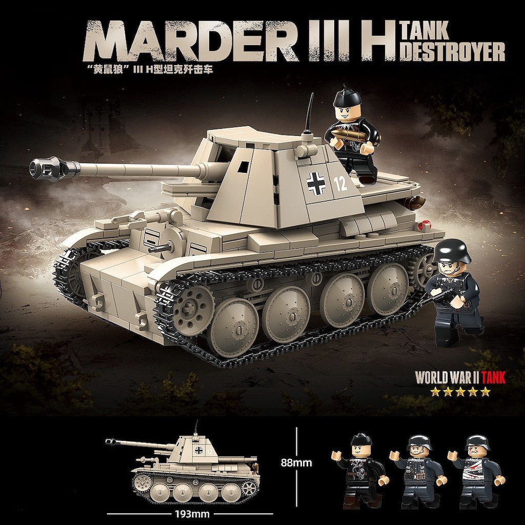 661PCS MOC Military MARDER III H Tank Destroyer Figure Model Toy Building Block Brick Gift Kids DIY Set New Compatible Lego