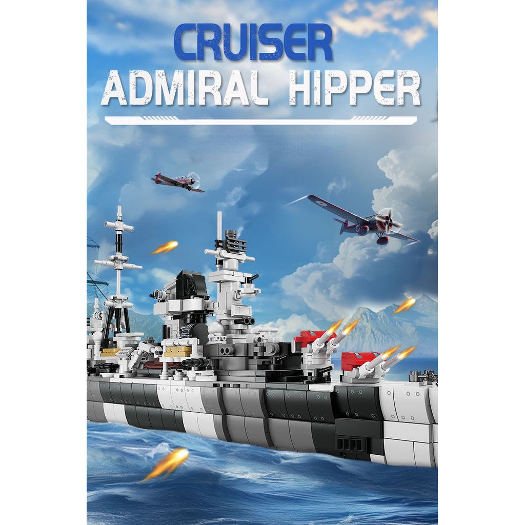 1510PCS Military Admiral Hipper Class Cruiser Model Toy Building Block Brick Gift Kids DIY Set New Compatible Lego