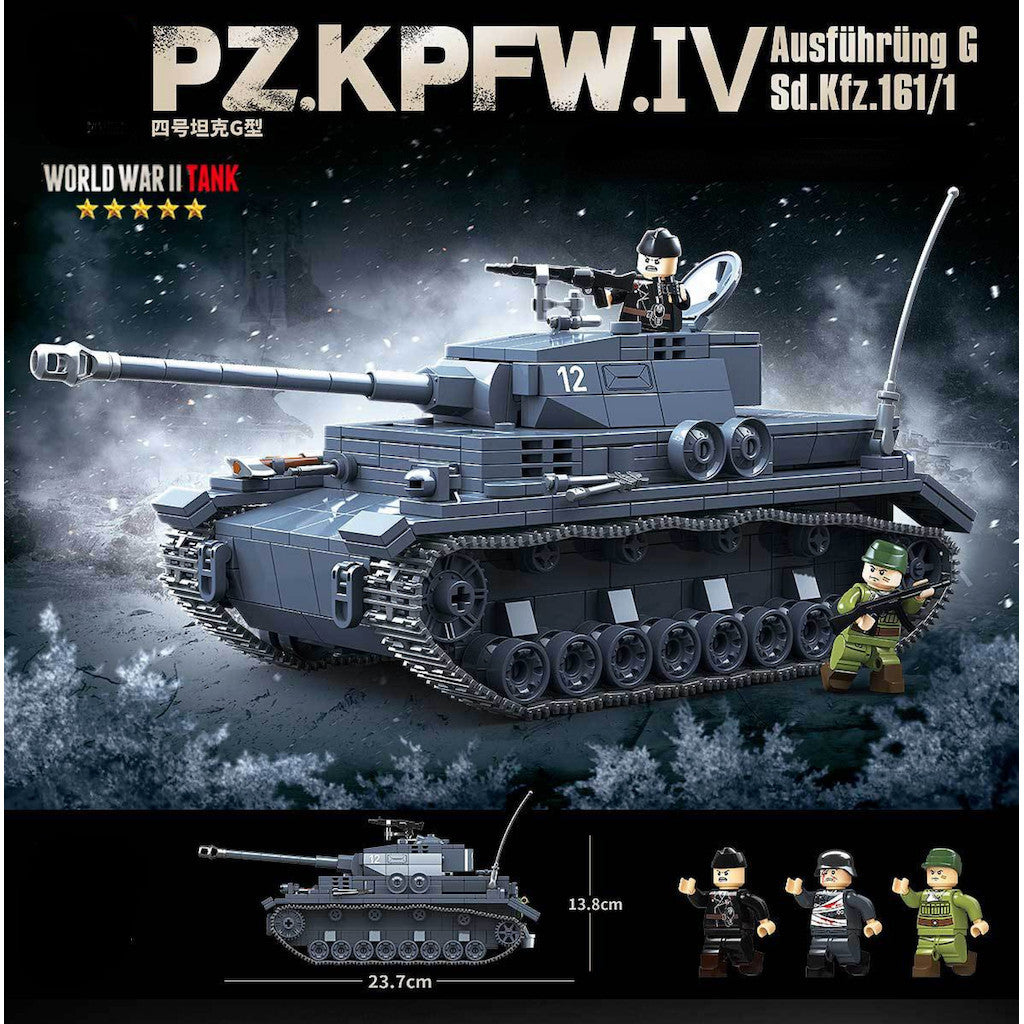 985PCS Military PZ.KPFW.IV Sd.Kfz.161 G Panzer IV Tank Figure Model Toy Building Block Brick Gift Kids DIY Set New Compatible Lego