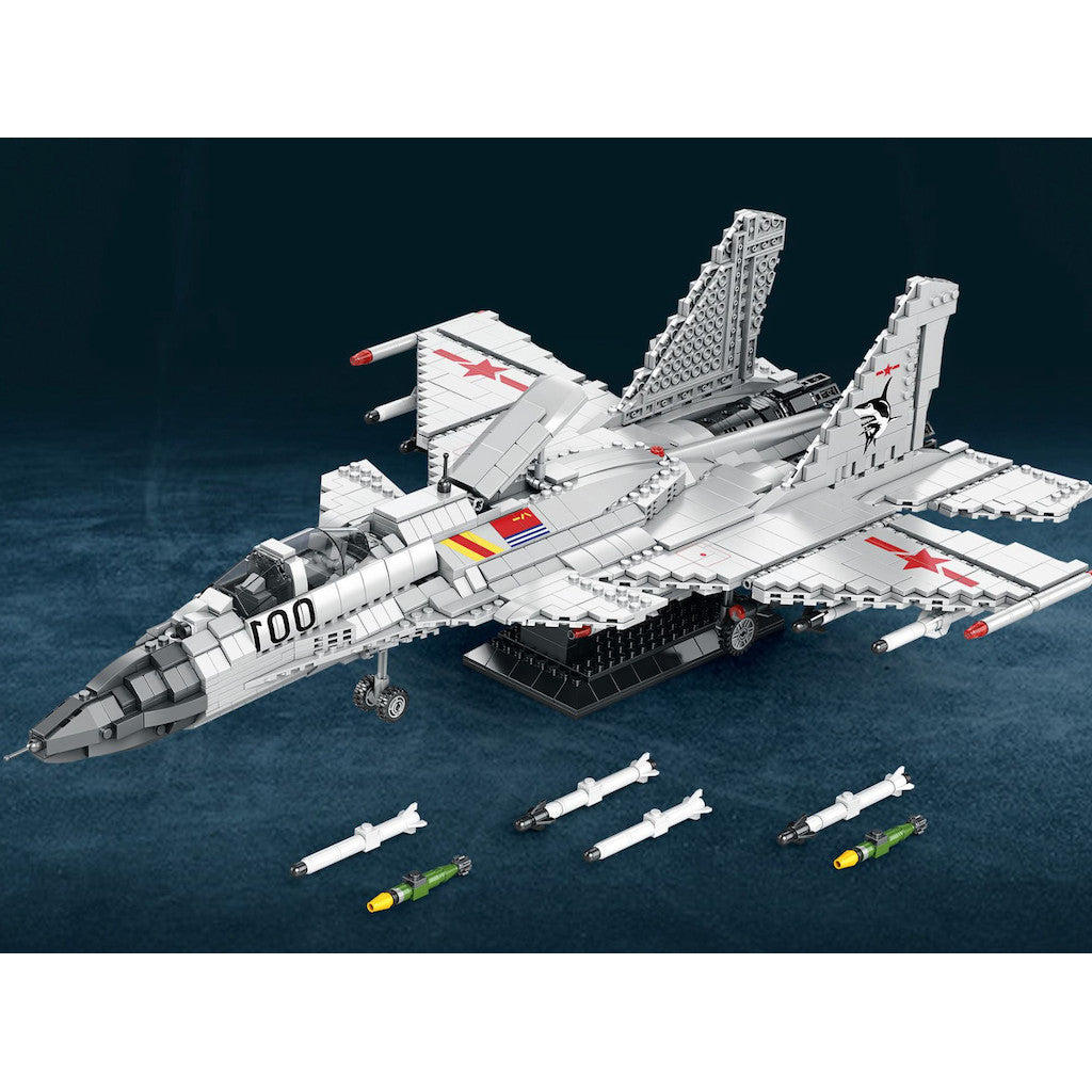1999PCS MOC Military J-15 Flying Shark Flanker-D Air Fighter Airplane Model Toy Building Block Brick Gift Kids DIY Set New Compatible Lego