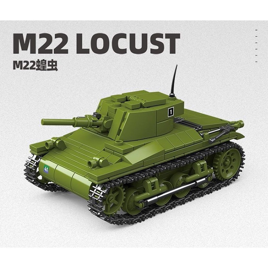 393PCS MOC Military M22 Locust Light Tank Model Toy Building Block Brick Gift Kids DIY Set New 1:35 Compatible Lego