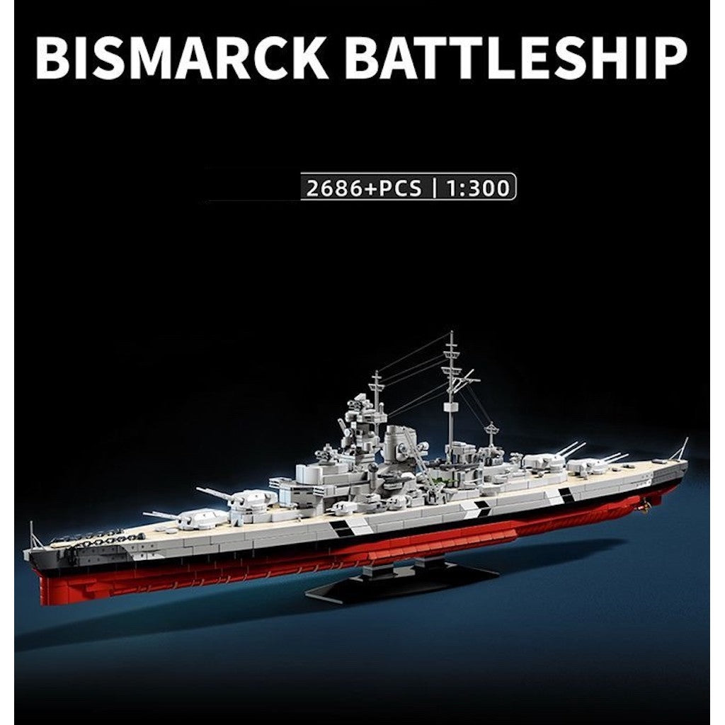 2686PCS MOC Military Large Bismarck Class Battleship Model Toy Building Block Brick Gift Kids DIY Set New 1:300 Compatible Lego
