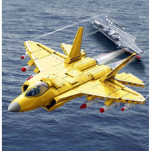 Load image into Gallery viewer, 660PCS Military Gold J-35 Shipboard Aircraft Air Fighter Figure Model Toy Building Block Brick Gift Kids DIY Set New Compatible Lego
