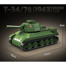 Load image into Gallery viewer, 415PCS Military T-34 76 1943 Medium Tank Figure Model Toy Building Block Brick Gift Kids DIY Set New Compatible Lego
