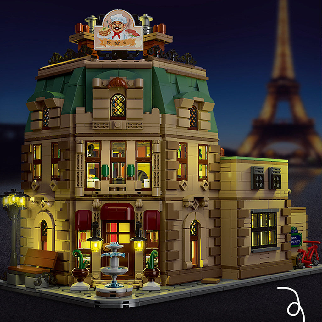 3104PCS MOC City Street Large Parisian Restaurant Model Toy Building Block Brick Gift Kids DIY Set New Compatible Lego