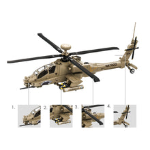 Load image into Gallery viewer, 255PCS Military AH-64 Apache Helicopter Gunships Model Toy Building Block Brick Gift Kids DIY Set New Compatible Lego
