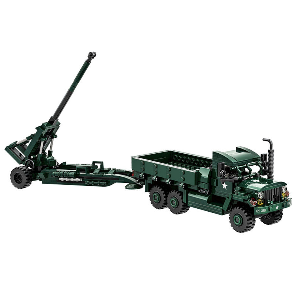 485PCS Military M35A2 Truck Medium Towed M198 Howitzer Model Toy Building Block Brick Gift Kids DIY Set New Compatible Lego