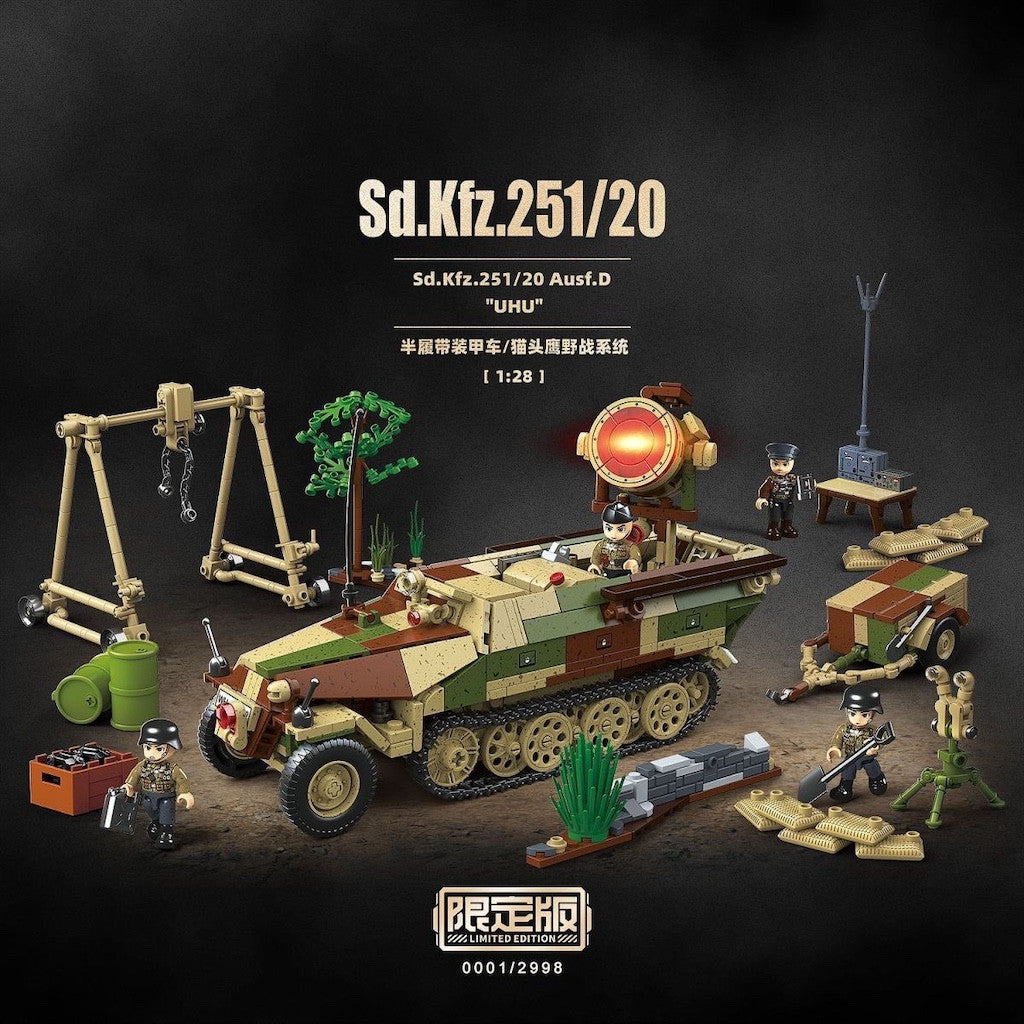 1267PCS MOC Military Sd.Kfz.251/20 Ausf.D UHU Armored Vehicle Scene Figure Model Toy Building Block Brick Gift Kids DIY Set New 1:28 Compatible Lego
