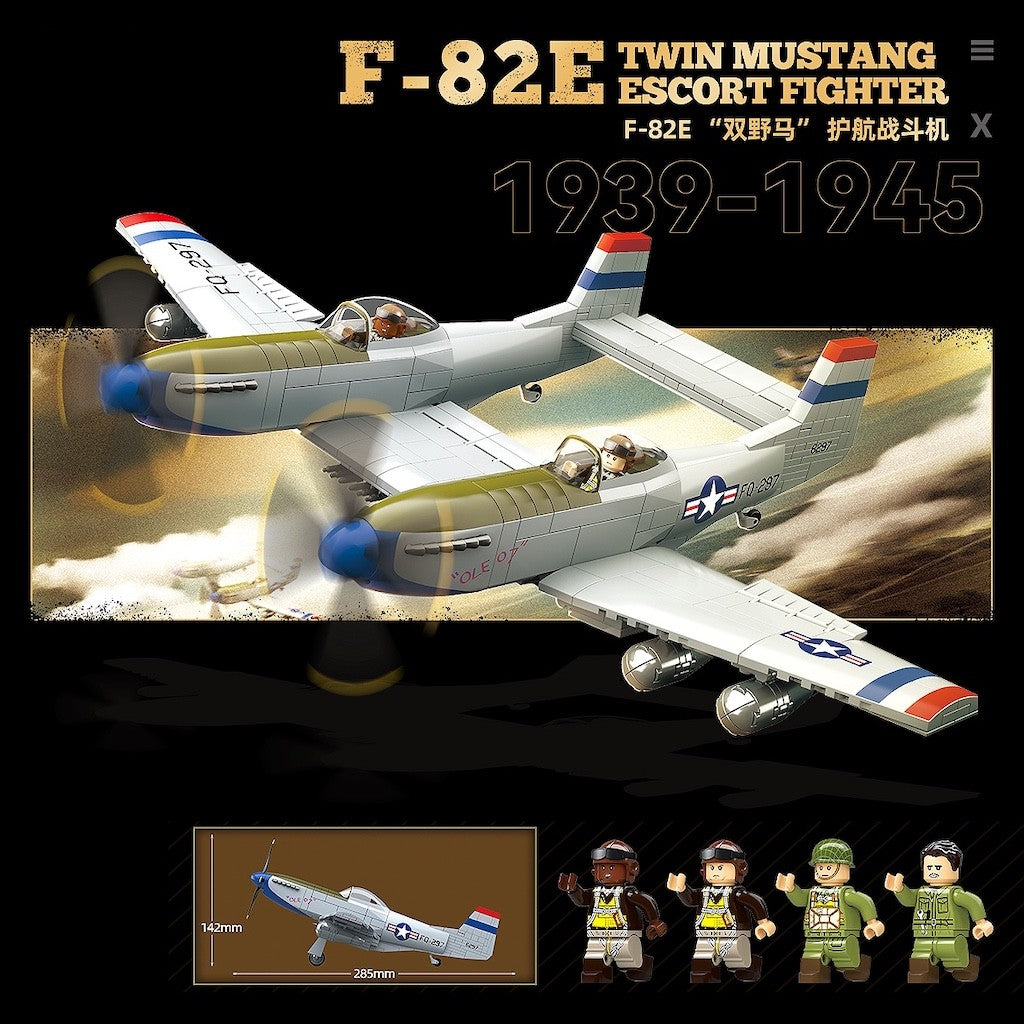 1107PCS MOC Military F-82E Twin Mustang Escort Air Fighter Plane Figure Model Toy Building Block Brick Gift Kids DIY Set New Compatible Lego
