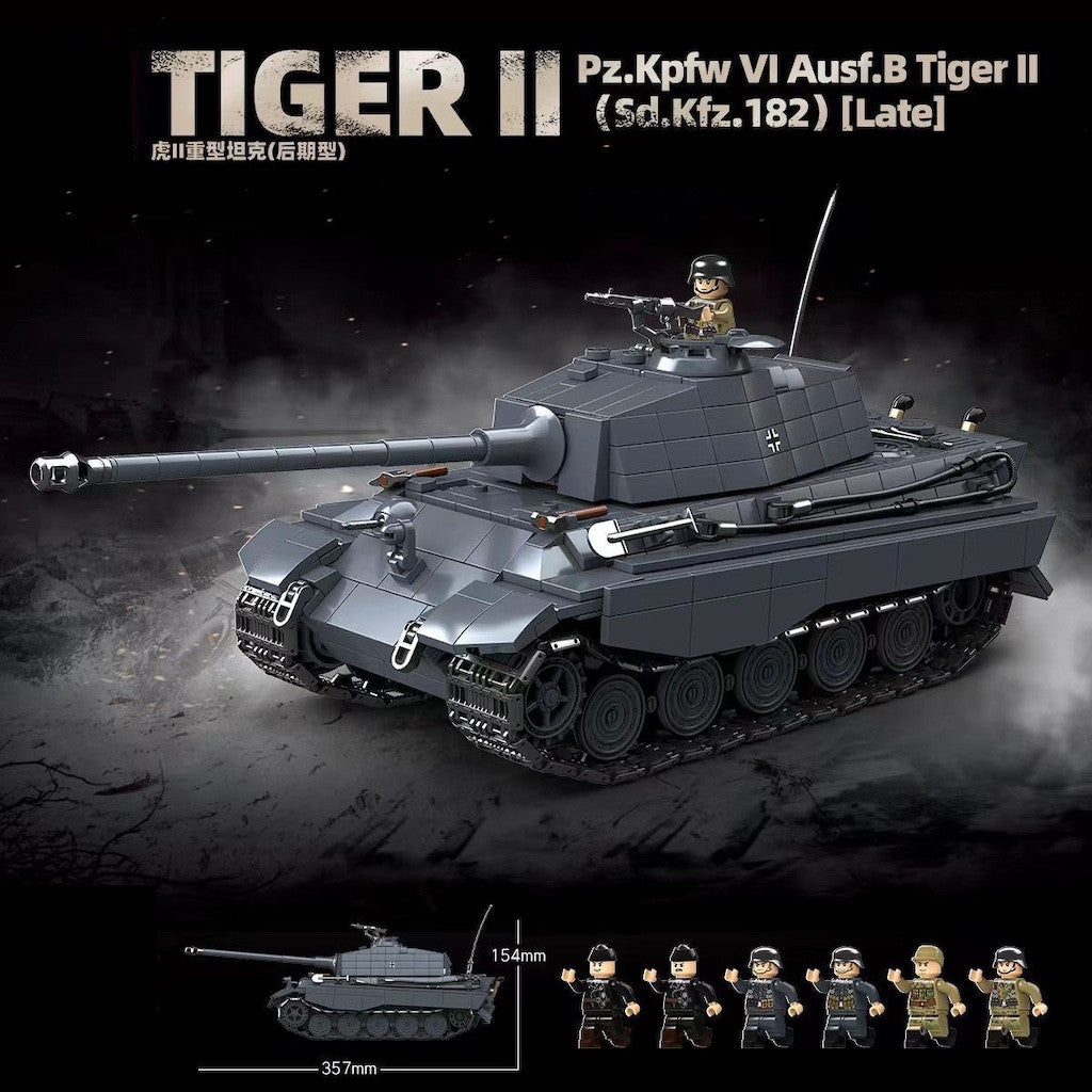 1563PCS MOC Military Tiger II Sd.Kfz.182 Heavy Tank Figure Model Toy Building Block Brick Gift Kids DIY Set New Compatible Lego