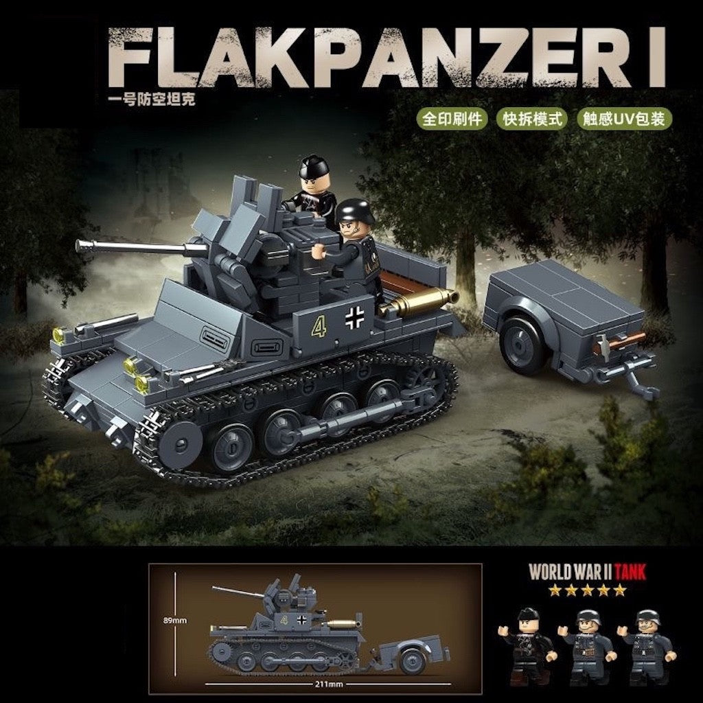 675PCS MOC Military FLAKPANZER I Tank Figure Model Toy Building Block Brick Gift Kids DIY Set New Compatible Lego