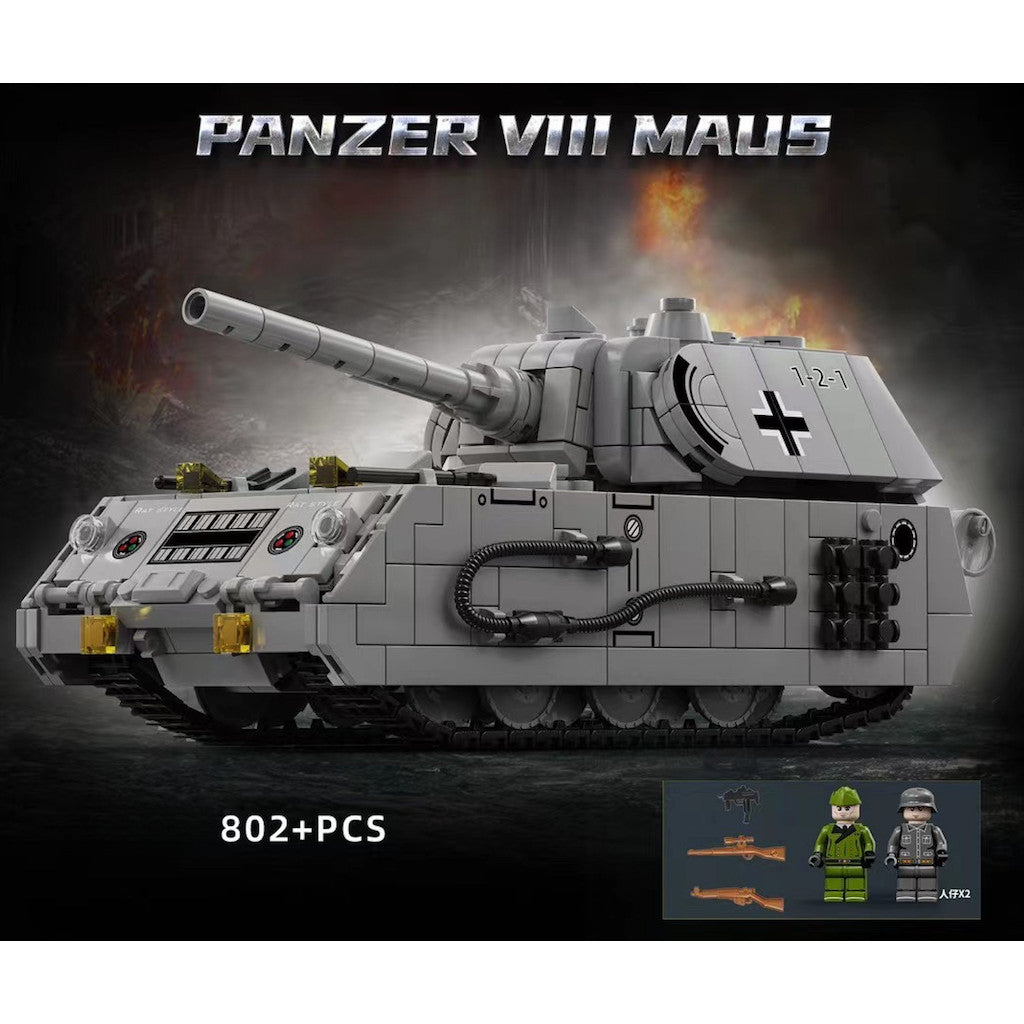 802PCS MOC Military Panzer VIII Maus Heavy Tank Figure Model Toy Building Block Brick Gift Kids DIY Set New Compatible Lego