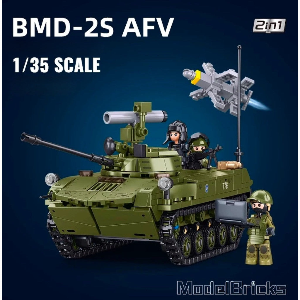 530PCS MOC Military 2in1 BMD-2S AFV BMD-1S Figure Model Toy Building Block Brick Gift Kids DIY Set New 1:35 Compatible Lego