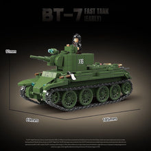 Load image into Gallery viewer, 675PCS MOC Military BT-7 Betushka Betka Early Fast Tank Figure Model Toy Building Block Brick Gift Kids DIY Set New Compatible Lego
