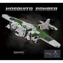 Load image into Gallery viewer, 526PCS MOC Military De Havilland Mosquito Wooden Wonder Bomber Air Fighter Figure Model Toy Building Block Brick Gift Kids DIY Set New Compatible Lego
