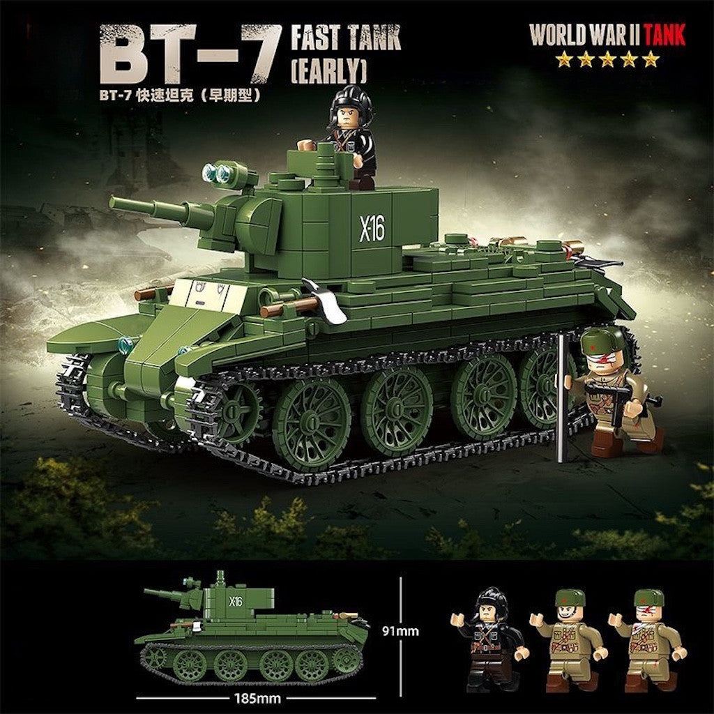 675PCS MOC Military BT-7 Betushka Betka Early Fast Tank Figure Model Toy Building Block Brick Gift Kids DIY Set New Compatible Lego