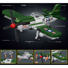 Load image into Gallery viewer, 562PCS MOC Military P-51 Mustang Air Fighter Plane Figure Model Toy Building Block Brick Gift Kids DIY Set New Compatible Lego
