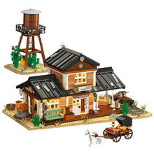 Load image into Gallery viewer, 3288PCS MOC City Street Large Western Railway Station Office Model Toy Building Block Brick Gift Kids DIY Set New
