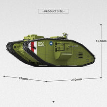 Load image into Gallery viewer, 900PCS MOC Military Heavy Tank MK.V Model Toy Building Block Brick Gift Kids DIY Set New 1:35
