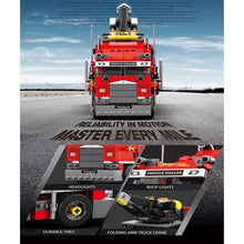 Load image into Gallery viewer, 1387PCS MOC Technic Speed Red Trailer Flatbed Truck Crane‌ Jeep Model Toy Building Block Brick Gift Kids DIY Set New
