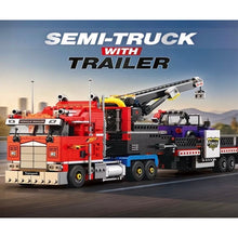 Load image into Gallery viewer, 1387PCS MOC Technic Speed Red Trailer Flatbed Truck Crane‌ Jeep Model Toy Building Block Brick Gift Kids DIY Set New
