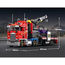 Load image into Gallery viewer, 1387PCS MOC Technic Speed Red Trailer Flatbed Truck Crane‌ Jeep Model Toy Building Block Brick Gift Kids DIY Set New
