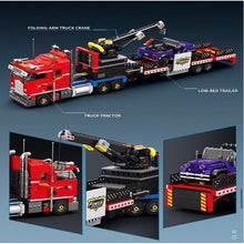 Load image into Gallery viewer, 1387PCS MOC Technic Speed Red Trailer Flatbed Truck Crane‌ Jeep Model Toy Building Block Brick Gift Kids DIY Set New

