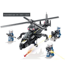 Load image into Gallery viewer, 393PCS Military WW2 WZ-19 Black Hurricane Helicopter Figure Model Toy Building Block Brick Gift Kids Compatible Lego
