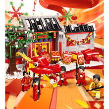Load image into Gallery viewer, MOC Chinese New Year Scene Dragon Dance Garden Lantern Festival Model Figures Toy Building Block Brick Gift Kids
