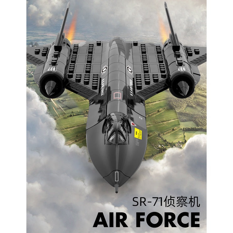 183PCS Military US SR-71 Black Bird Lockheed Airplane Model Toy Building Block Brick Gift Kids Compatible Lego