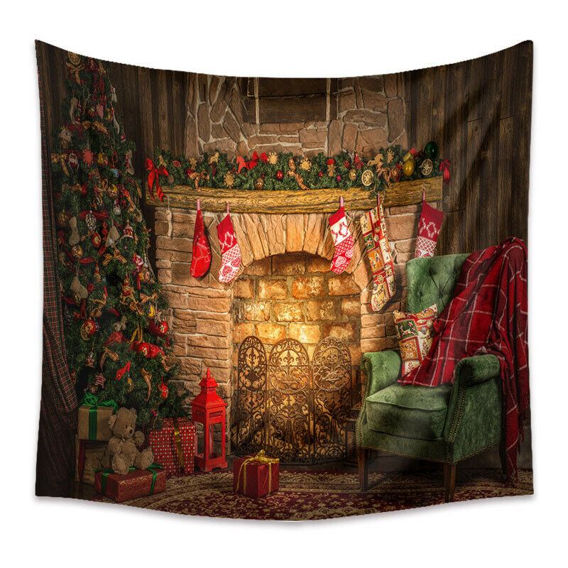 Tapestry Home Decor Wall Hanging Living Room Bedroom Christmas Santa Fireplace