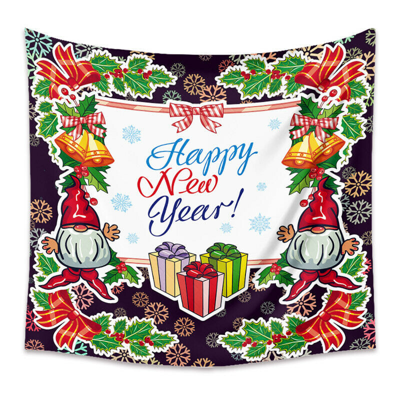 Tapestry Home Decor Wall Hanging Living Room Bedroom Christmas Bell Santa Gift