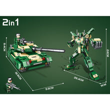Load image into Gallery viewer, 540PCS Military WW2 2in1 K2 Main Battle Tank Mecha Robot Figure Model Toy Building Block Brick Gift Kids Compatible Lego
