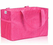 Load image into Gallery viewer, Thirty One All in One Organizer mini tote beach lunch Cosmetic bag 31 Gift in Pink Crosshatch
