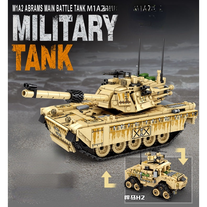 801PCS 2in1 M1A2 Abrams Main Battle Tank HUMMER H2 Model Toy Figure Building Block Brick Gift Kids Compatible Lego