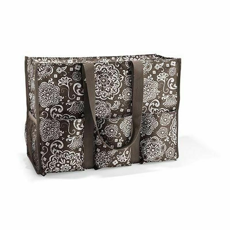 Thirty One Super Organizing Zip Top Utility tote bag 31 Gift in Woodblock Floral