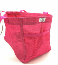Load image into Gallery viewer, Thirty One All in One Organizer mini tote beach lunch Cosmetic bag 31 Gift in Pink Crosshatch
