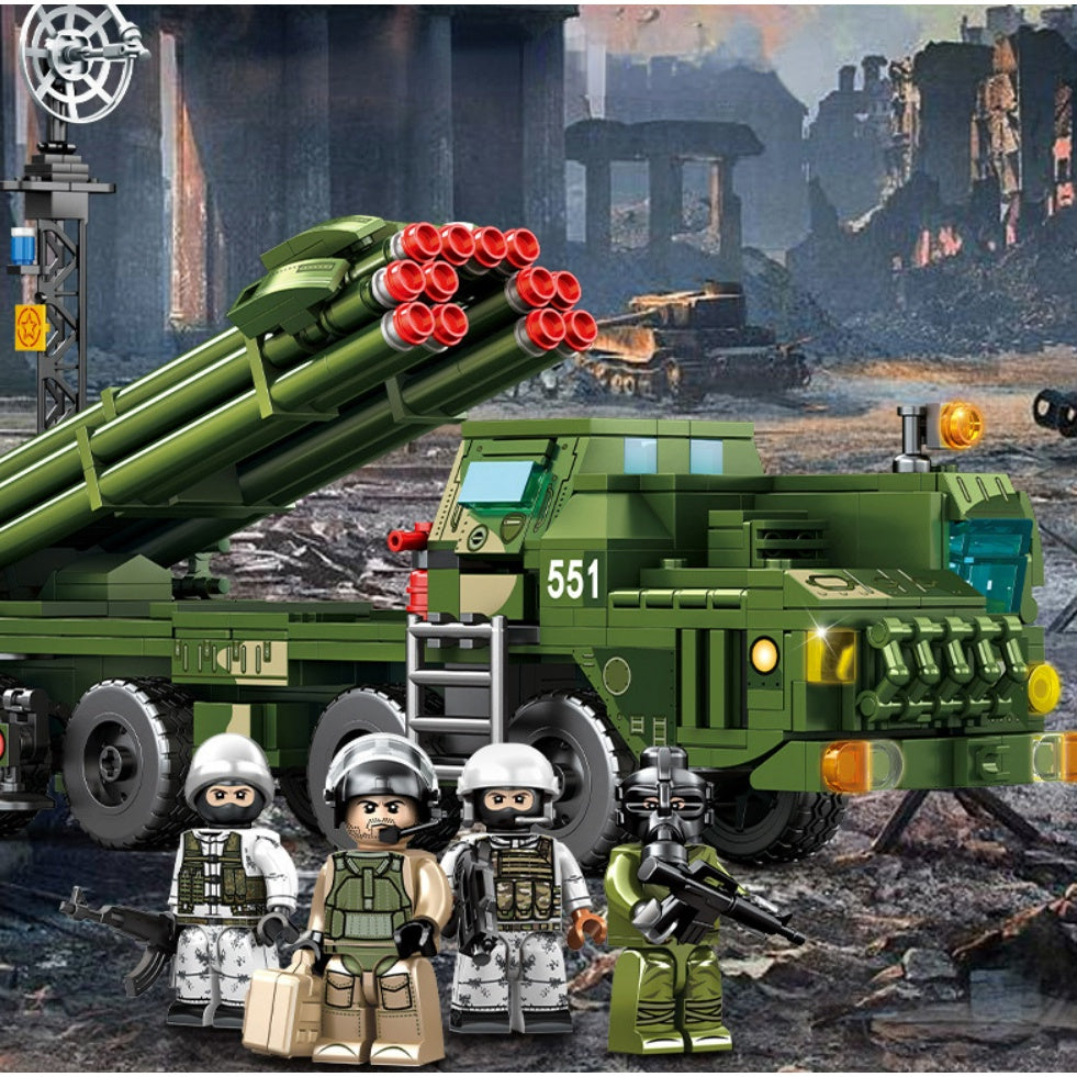 692PCS Military WW2 Bazooka BM-30 Long Range Rocket Truck Figure Model Toy Building Block Brick Gift Kids Compatible Lego