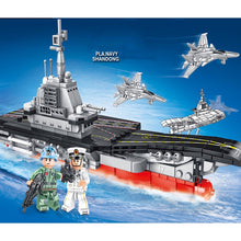 Load image into Gallery viewer, 502PCS Military WW2 Shandong PLA NAVY Aircraft Carrier Figure Model Toy Building Block Brick Gift Kids Compatible Lego
