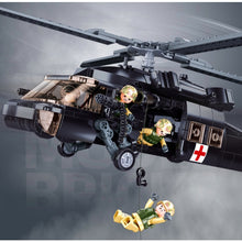 Load image into Gallery viewer, 692PCS Military WW2 UH-60 Utility Helicopter S-70A Black Hawk Figure Model Toy Building Block Brick Gift Kids Compatible Lego
