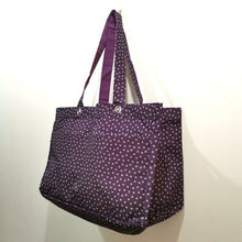 Load image into Gallery viewer, Thirty one Soft Utility tote travel beach large 31 gift bag Plum Dancing dot
