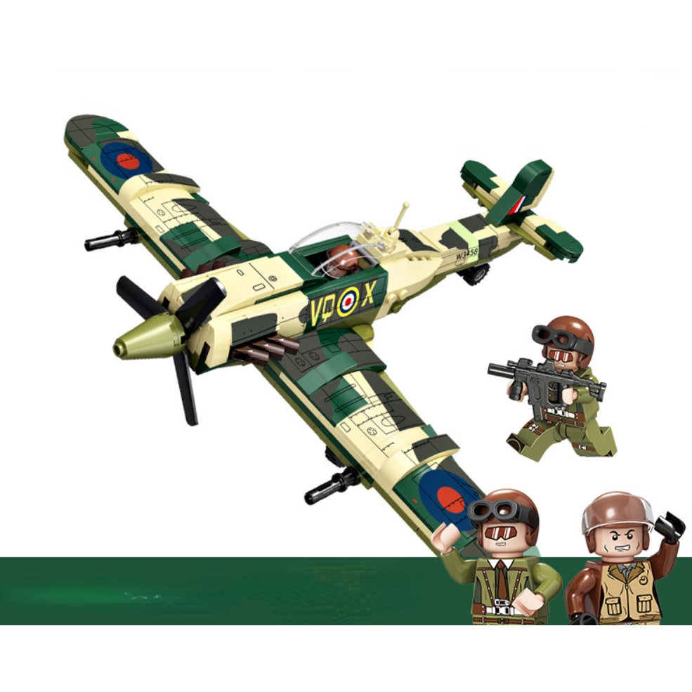 331PCS Military WW2 Spitfire Air Fighter Aircraft Figure Model Toy Building Block Brick Gift Kids Compatible Lego