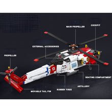 Load image into Gallery viewer, 1408PCS Military WW2 MH-60T Jayhawk Rescuer Helicopter Model Toy Building Block Brick Gift Kids Compatible Lego
