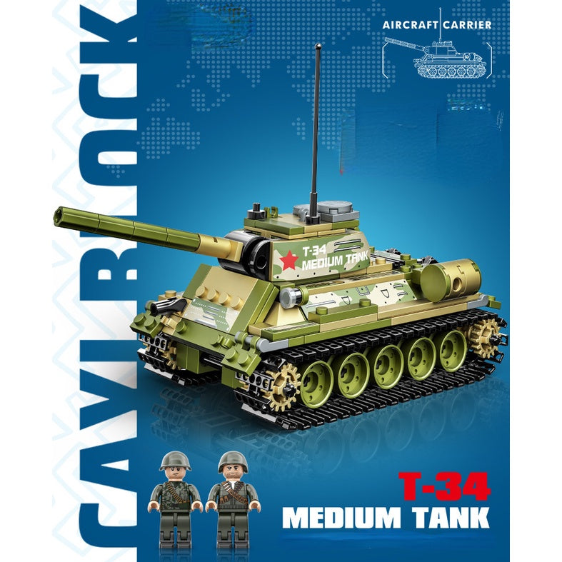 411PCS Military WW2 T-34 Medium Tank Figure Model Toy Building Block Brick Gift Kids Compatible Lego