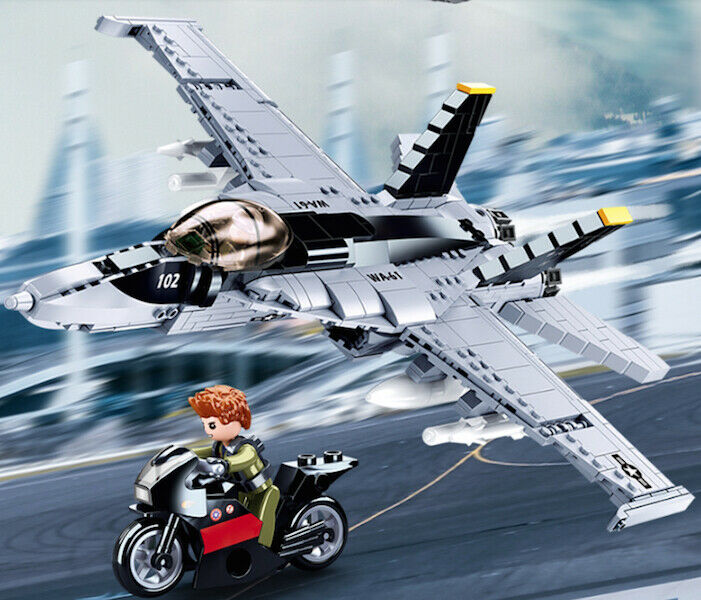 682PCS Military FA18 Hornet Bumblebee Fighter Building Block Brick Figure Model Fully Compatible With Lego