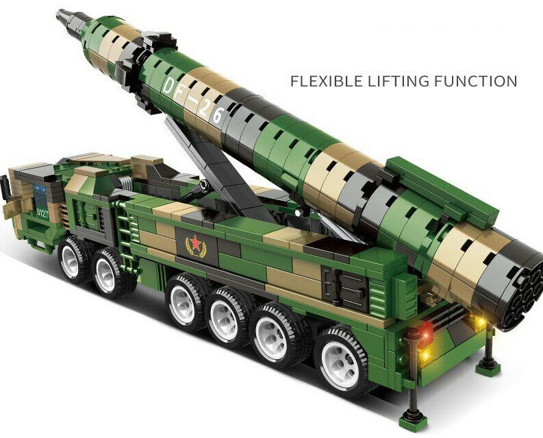 600PCS Military DF-26 Ballistic Missile Truck Building Block Brick