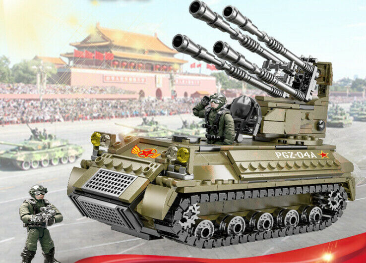 489PCS Military Air Defense Gun Tank Building Block Brick Figure Model Educational Toy Fully Compatible With Lego